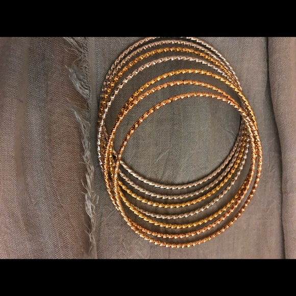 Gold ,silver ,  2-tone bangles - Picture 1 of 2